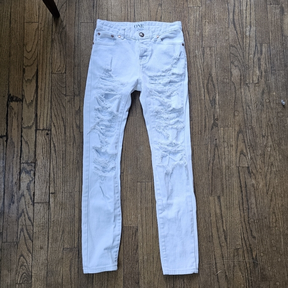 One Teaspoon Distressed Yard Birds Skinny Jeans Sz 26 NWOT - Picture 10 of 16